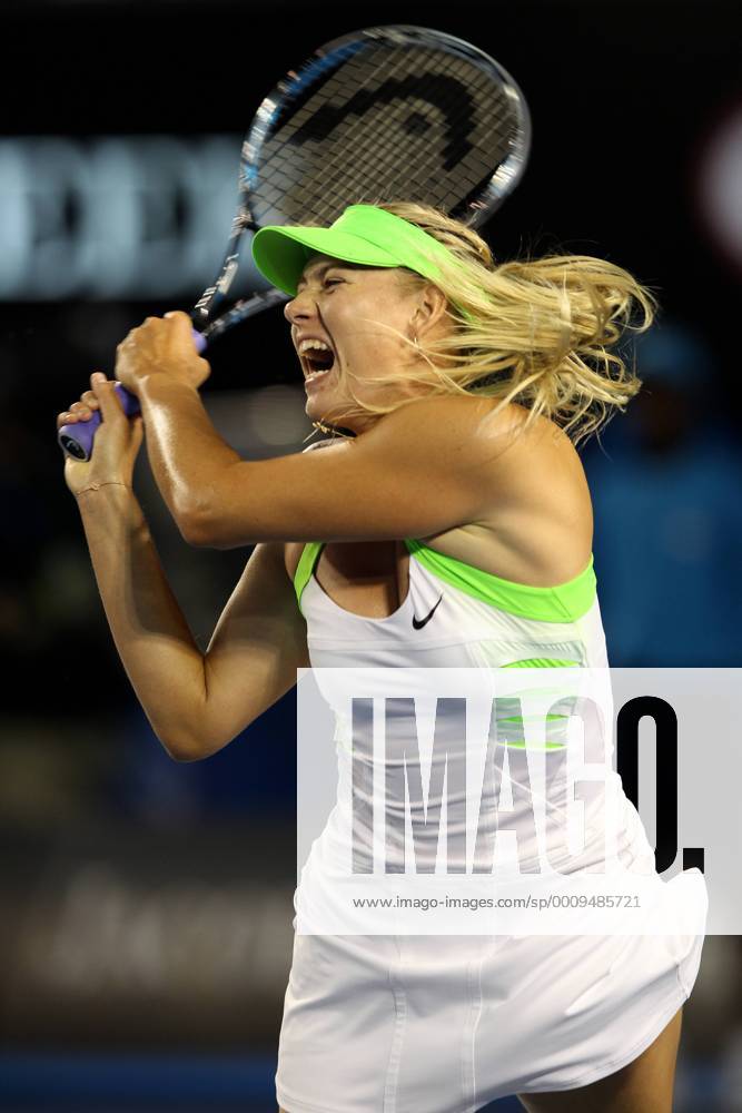 Maria Sharapova (RUS) hits a backhand during the fourth round of the Australian Open at Melbourne Park Tennis Centre in Melbourne, Australia. TENNIS: JAN 23 Australian Open Icon1201231576