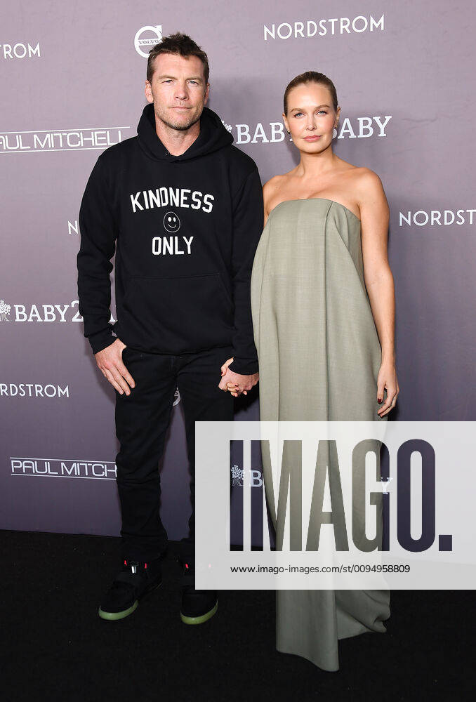 Sam Worthington and Lara Bingle Worthington arriving at the Baby2Baby Gala in Culver City, California - Nov 9, 2019 - Baby2Baby Gala 2019, Culver City California United States