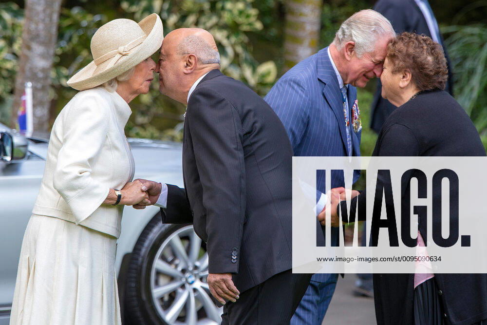 ROYAL VISIT NEW ZEALAND, Prince Charles and Camilla, Duchess of Cornwall receive a hongi from a Kaumatua and a Kuia (elders) as they attend an official ceremony of welcome at Government House during their royal visit to New Zealand in Auckland, Tuesday, November 19, 2019. The visit will be part of a week-long tour of the country which also takes in Christchurch and Kaikoura. ( NO ARCHIVING, , NO USE IN BOOKS WITHOUT CONSENT AUCKLAND NEW ZEALAND
