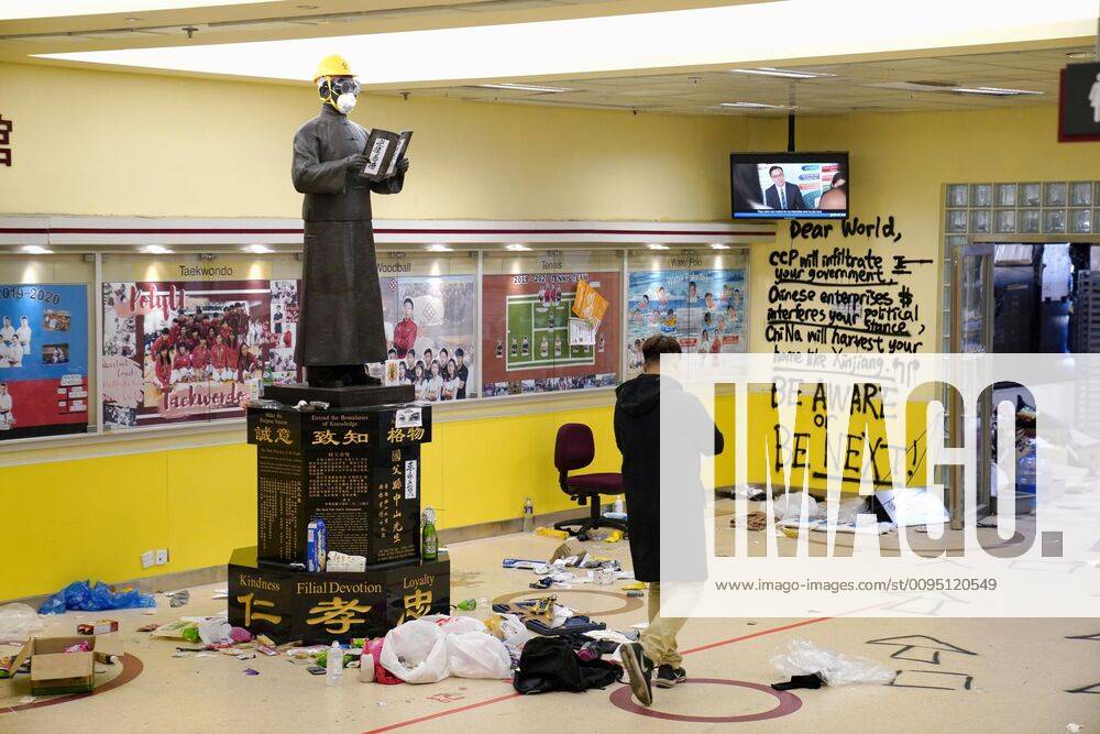 Hong Kong protest A demonstrator is seen inside the Hong Kong Polytechnic University campus in the Kowloon area on Nov. 21, 2019, after most protesters who had holed up there left following a days-long standoff with police.