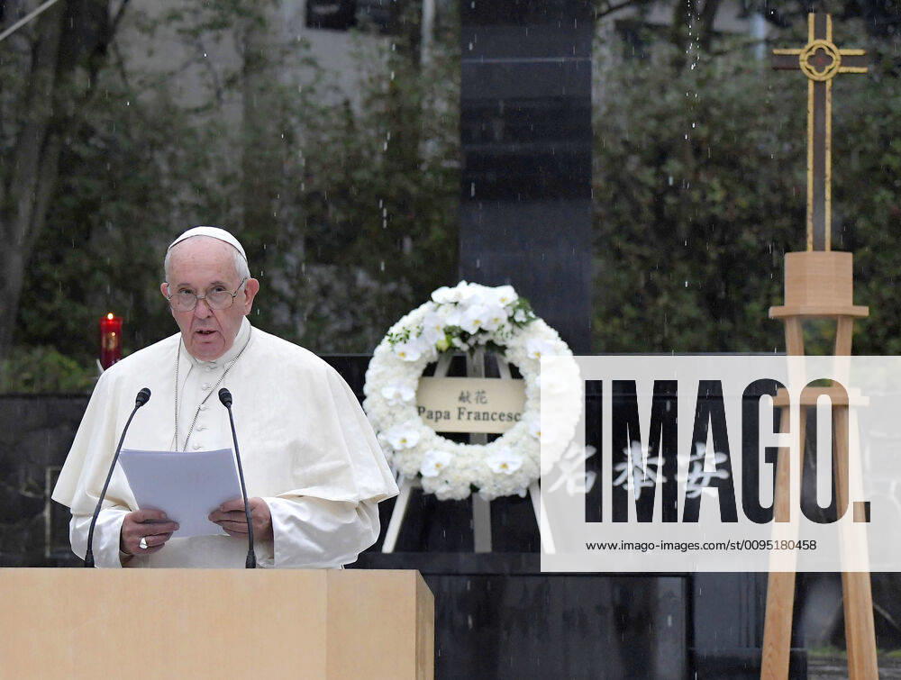 Pope Francis in Japan Pope Francis calls for a world without nuclear weapons in a speech at the Atomic Bomb Hypocenter Park in Nagasaki, Japan, on Nov. 24, 2019. (Pool photo)
