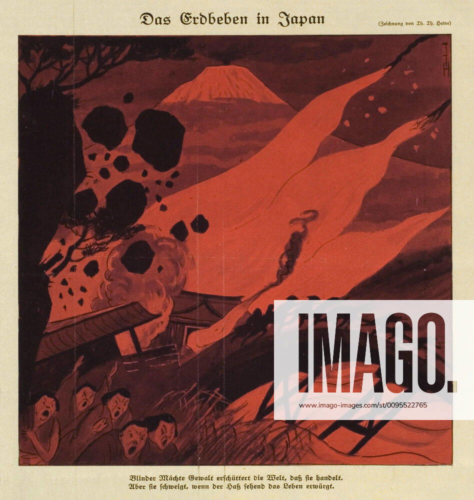 JAPAN 20s Earthquakes in Japan Illustration by Thomas Theodor HEINE 1867 1948 for Simplicissimus of 24 September 1923 Credit Coll Dixmier KHARBINE TAPABOR KH141604