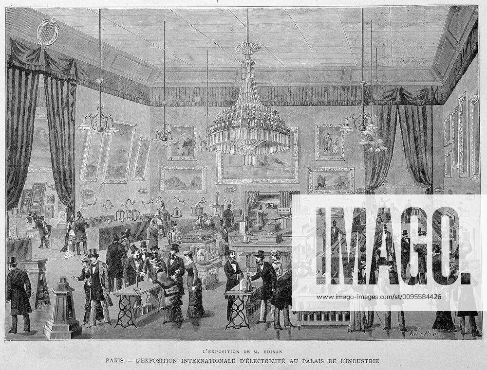 ELECTRICITY Thomas EDISONs exhibition 1847 1931, Paris, The International Electricity Exhibition at the Palais de l Industrie Gravure in l Illustration of October 1, 1881 Credit Collection KHARBINE TAPABOR KH38604