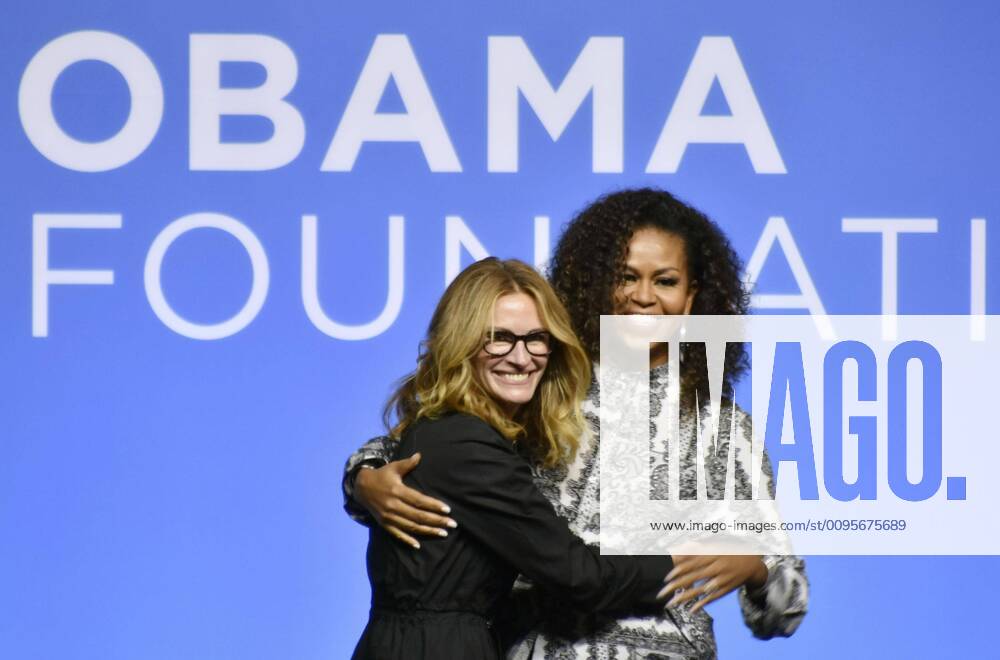 Michelle Obama, Julia Roberts in Malaysia (From L) Actress Julia Roberts and former U.S. First Lady Michelle Obama attend a roundtable in Kuala Lumpur on Dec. 12, 2019, where they called for the expansion of girls education.