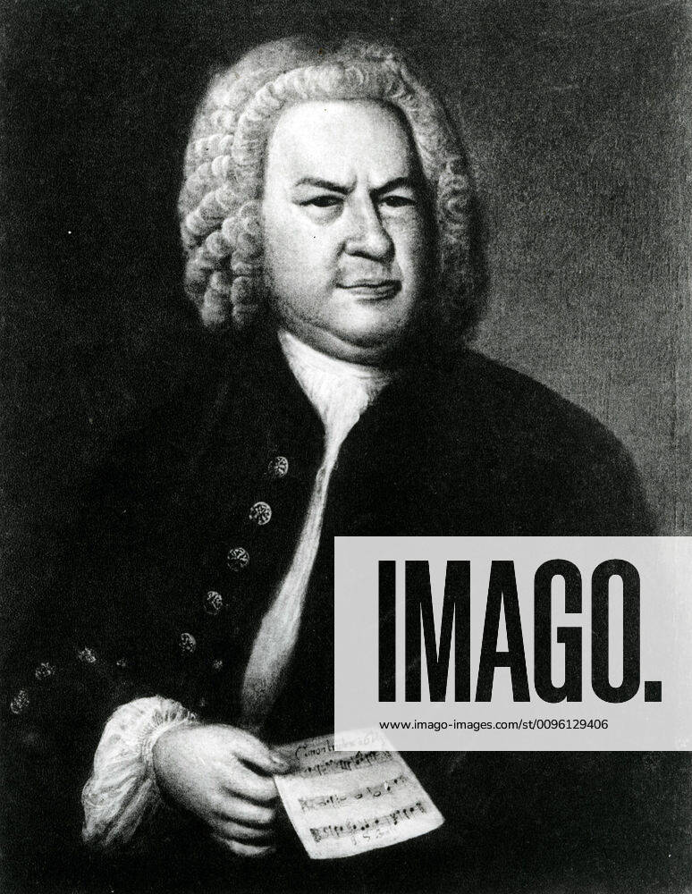 BACH Jean Sebastien Portrait of Jean Sebastien BACH 1685 1750 holding his 6-part triplex Canon BWV 1076 by Elias Gottlob Haussmann 1695 1774 Reproduction of the painting from 1746 18th, 18th s Credit Collection KHARBINE TAPABOR KH261056