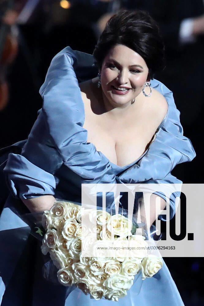 Abkhazian-born soprano Hibla Gerzmava during a concert at the State Kremlin Palace; on 6 January 2020, Gerzmava celebrated her 50th birthday. Vyacheslav Prokofyev TASS TS0CACA3