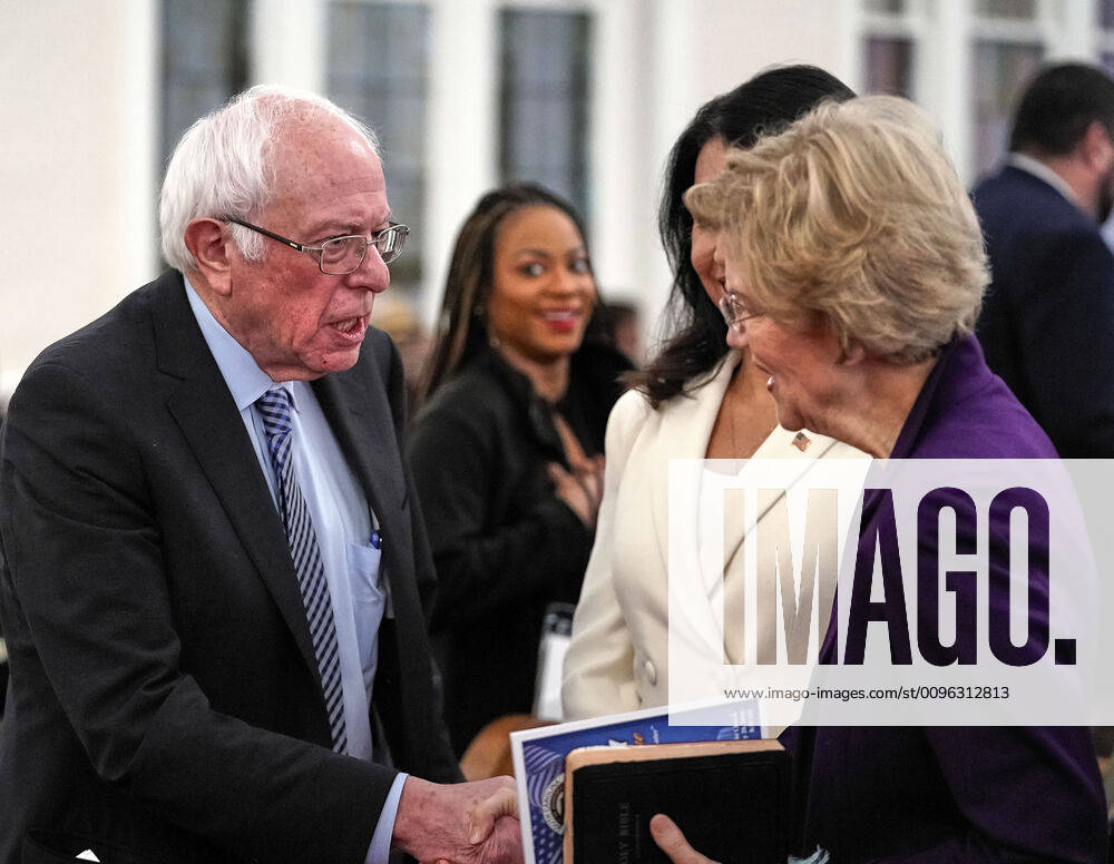 US Senator and Democratic presidential hopeful BERNIE SANDERS (D-VT) greets fellow candidate Senator ELIZABETH WARREN (D-MA) in South Carolina during Martin Luther King Day activities in the state capital of Columbia. South Carolina hosts the fourth Democratic primary of the election season on Saturday February 29, 2020. Columbia USA - ZUMA Pho 20200120_mda_j110_201