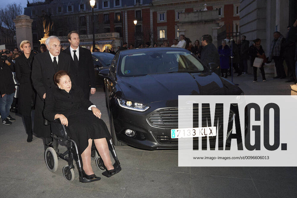 Spain Princess Margarita de Borbon, sister of King Juan Carlos, and her husband Carlos Zurita attend the funeral mass of Spanish princess Pilar de Borbon, Duchess of Badajoz, at La Almudena Cathedral in Madrid, Spain. No Spain