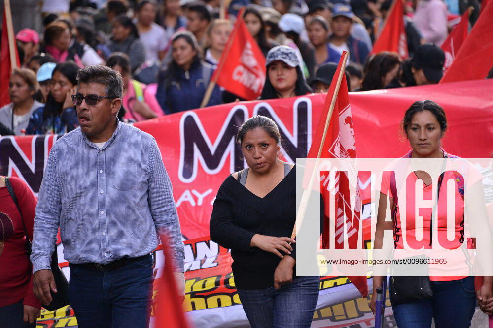 National Struggle Day protest in Mexico MEXICO CITY, MEXICO - JANUARY 31: Demonstrators take part during a march called National Struggle Day to protest for labor equality and demand labor rights and demand a job stability program during the demonstration, integrants of Union of Telephone Operators of the Mexican Republic, National Workers Union, Mexican Union of Electricians, Independent Workers Union of the Autonomous Metropolitan University participating to demand from the Federal Government a change of economic, political and social course for the country; as well as a dialogue around the Alternative Nation Project. at Reforma Avenue on January 31, 2020 in Mexico City, Mexico