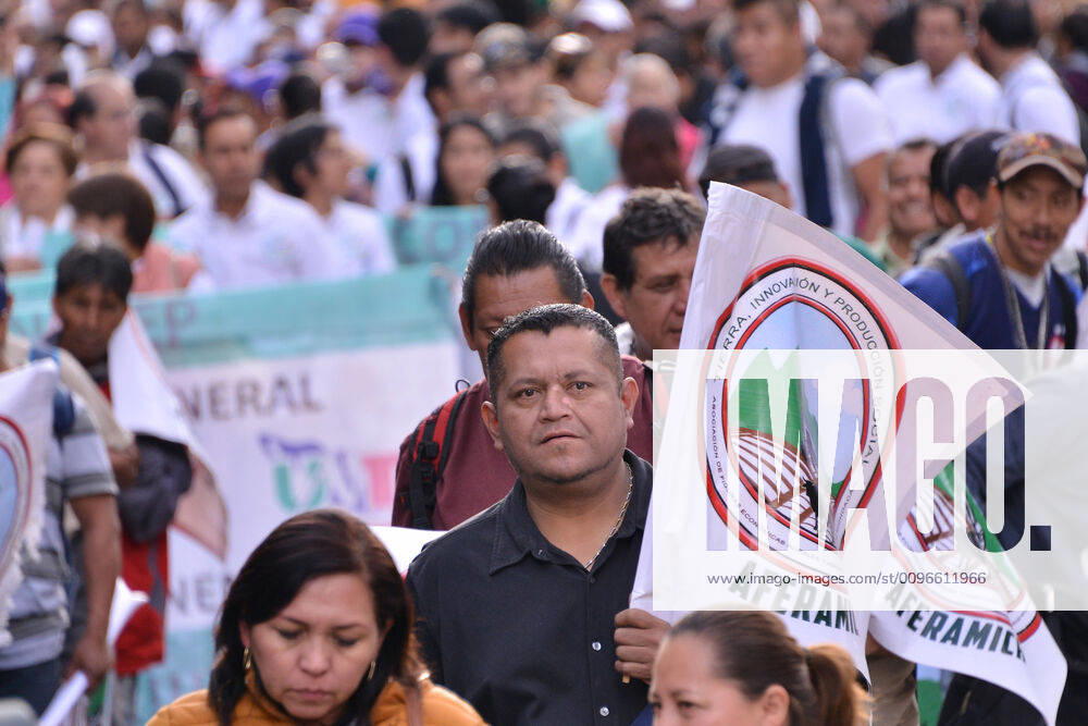 National Struggle Day protest in Mexico MEXICO CITY, MEXICO - JANUARY 31: Demonstrators take part during a march called National Struggle Day to protest for labor equality and demand labor rights and demand a job stability program during the demonstration, integrants of Union of Telephone Operators of the Mexican Republic, National Workers Union, Mexican Union of Electricians, Independent Workers Union of the Autonomous Metropolitan University participating to demand from the Federal Government a change of economic, political and social course for the country; as well as a dialogue around the Alternative Nation Project. at Reforma Avenue on January 31, 2020 in Mexico City, Mexico