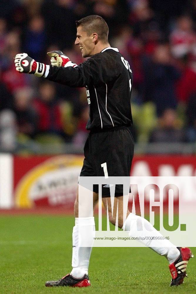 Torwart Gregory Coupet (Lyon) - Torjubel Fußball EC 1 Herren Champions League 2003 2004, München - Olympique Lyonnais 1:2, OL, Einzelbild München Freude,