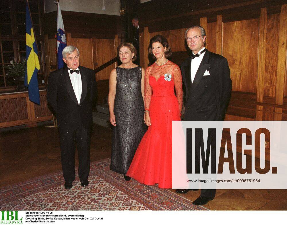 Queen Silvia, Stefka Kucan, Milan Kucan and King Carl XVI Gustaf State visit from Slovenia, Response dinner, Villa Pauli, Djursholm, 1999 10 06 c Charles Hammarsten IBL Djursholm royal house Sweden