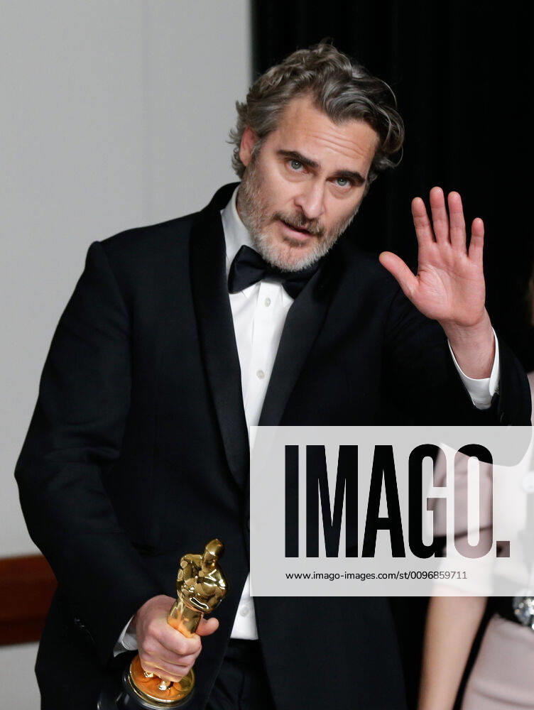 Joaquin Phoenix, winner of Best Actor in a Leading Role for Joker, appears backstage with his Oscar during the 92nd annual Academy Awards at Loews Hollywood Hotel in the Hollywood section of Los Angeles on Sunday, February 9, 2020. LAP20200209835 JOHNxANGELILLO