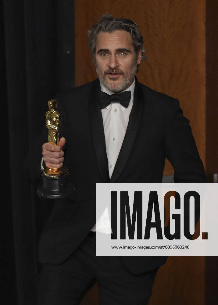 Joaquin Phoenix, winner of the Actor in a Leading Role award for â€oeJoker,†poses in the press room of the 92nd Academy Awards on Sunday February 9, 2020 at the Dolby Theater in Hollywood, California. BURT HARRIS BNS PI Hollywood USA - ZUMAp124 20200209_zaa_p124_117
