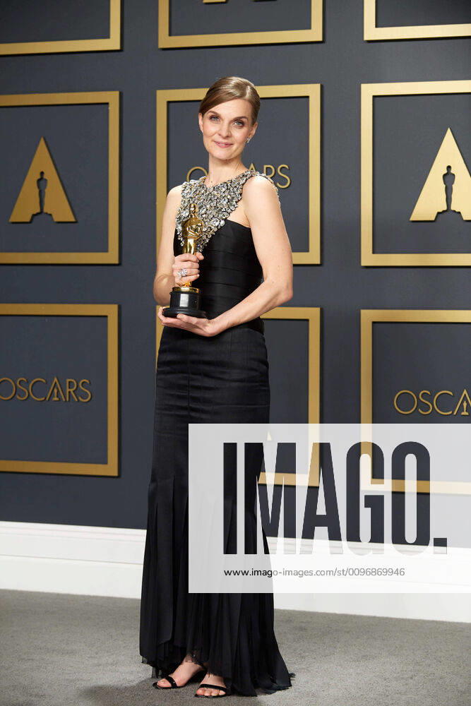 Hildur Gudnadottir poses backstage with the Oscar for Original Score during the live ABC Telecast of The 92nd Oscars at the Dolby Theatre in Hollywood, CA on Sunday, February 9, 2020. Los Angeles CA USA