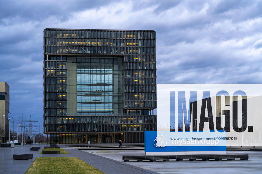 The headquarters of Thyssenkrupp in the ThyssenKrupp Quarter, the cube-shaped main building Q1, Essen, NRW, Germany, ThyssenKrupp headquarters