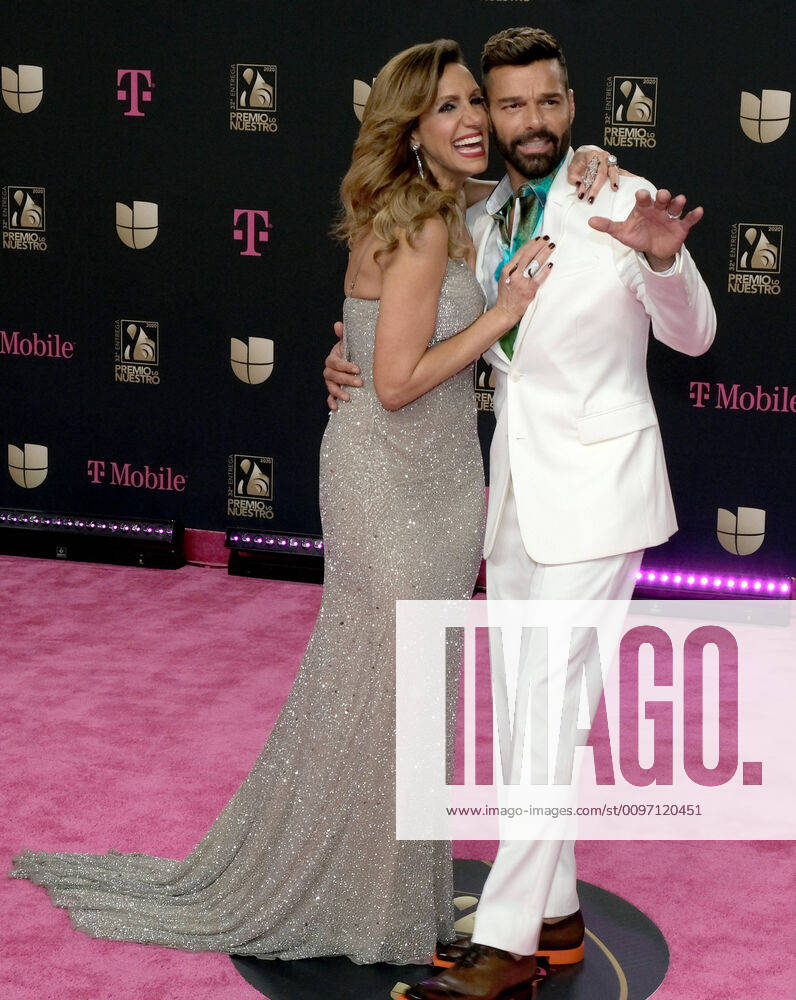Lili Estefan and Ricky Martin walk the red carpet at the Univision 2020 Premio Lo Nuestro award show at the American Airlines Arena in Miami, Florida, Thursday, February 20, 2020. MIA20200220135 GARYxIxROTHSTEIN