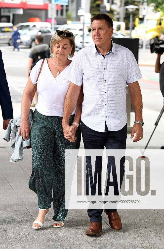 DREAMWORLD INQUEST FINDINGS, Shane Goodchild (right), father of Kate Goodchild and Luke Dorsett, arrives at the Magistrates Court in Brisbane, Monday, February 24, 2020. The Queensland Coroner s court will today deliver its findings into the deaths of Cindy Low, Kate Goodchild, her brother Luke Dorsett and his partner Roozi Araghi who died when Dreamworld s Thunder River Rapids ride malfunctioned in October 2016. ( NO ARCHIVING, , NO USE IN BOOKS WITHOUT CONSENT BRISBANE QLD AUSTRALIA