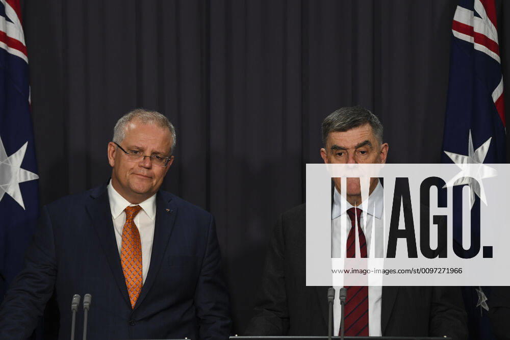 SCOTT MORRISON CORONAVIRUS UPDATE, Australian Prime Minister Scott Morrison (left) and Australia s Chief Medical Officer Professor Brendan Murphy speak to the media during a press conference at Parliament House in Canberra, Tuesday, February 25, 2020. ( NO ARCHIVING, , NO USE IN BOOKS WITHOUT CONSENT CANBERRA ACT AUSTRALIA