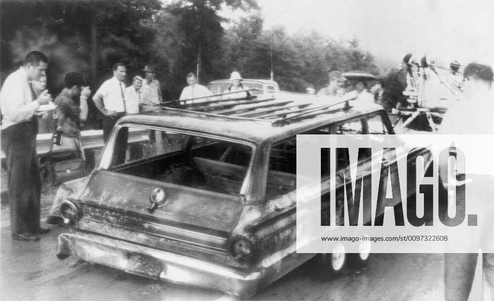 Charred remains of station wagon driven by missing civil rights workers, James Chaney, Michael Schwerner, and Andrew Goodman was found in June 1964. The murdered men were found on August 4, 1964. The 1988 film, MISSISSIPPI BURNING was based on this crime. Courtesy Everett Collection PUBLICATIONXNOTxINxCANxCHNxFRAxITAxJPNxNORxPOLxRUSxESPxUKxUSA