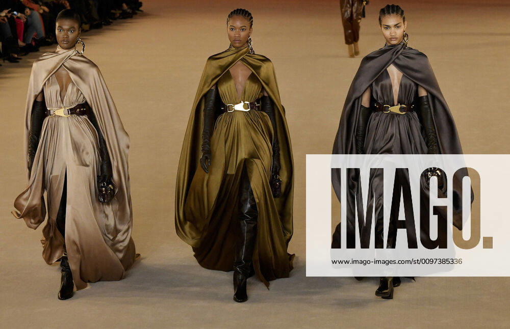 (200228) -- PARIS, Feb. 28, 2020 (Xinhua) -- Models present creations of Balmain s Fall Winter 2020-2021 Ready-to-Wear collections during Paris Women s Fashion Week in Paris, France, Feb. 28, 2020. (Photo by Piero Biasion Xinhua) FRANCE-PARIS-FASHION WEEK-BALMAIN