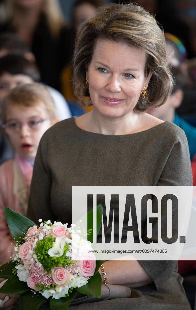 Queen Mathilde of Belgium pictured during a royal visit to the Fly to the Moon project of Maison des Ateliers Mons, in Cuesmes, Mons, Tuesday 03 March 2020. BENOITxDOPPAGNE 2483993
