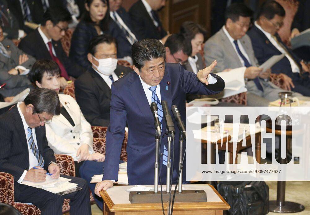 Japan PM Abe Japanese Prime Minister Shinzo Abe attends a House of Councillors Budget Committee session in Tokyo on March 3, 2020.