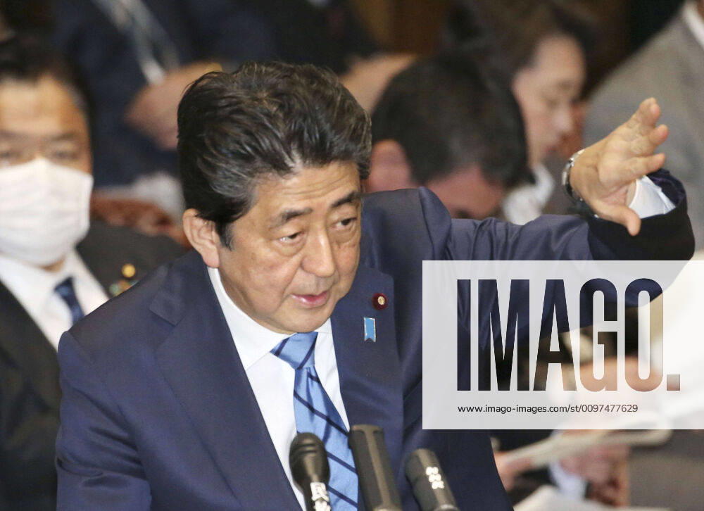 Japan PM Abe Japanese Prime Minister Shinzo Abe attends a House of Councillors Budget Committee session in Tokyo on March 3, 2020.