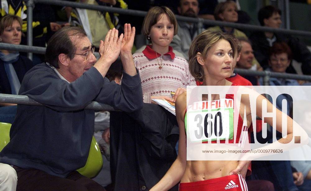 Deutsche Meisterschaft Leichtathletik Halle Sindelfingen 2000 von links: Gerd Osenberg , Heike Henkel