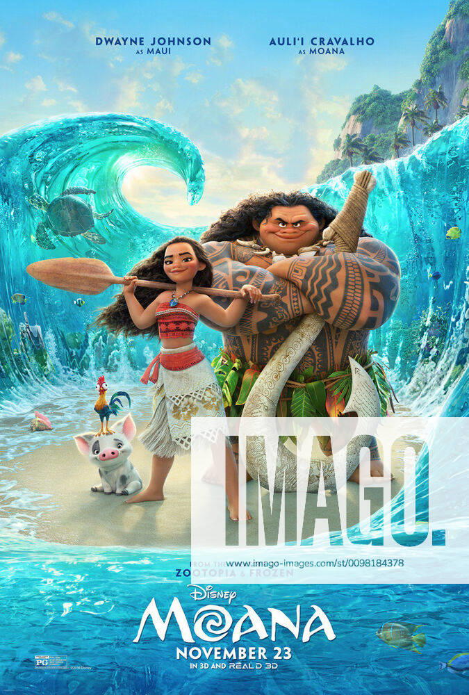 MOANA, US poster, from left, Pua (pig), Hei Hei (rooster), Moana (voice: Auli i Cravalho), Maui (voice: Dwayne Johnson), 2016. Walt Disney Studios Motion Pictures courtesy Everett Collection Walt Disney Co. Courtesy Everett Collection !ACHTUNG AUFNAHMEDATUM GESCHÃ„TZT! PUBLICATIONXNOTxINxCANxCHNxFRAxITAxJPNxNORxPOLxRUSxESPxUKxUSA