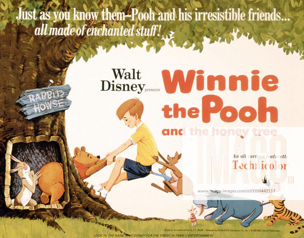 WINNIE THE POOH AND THE HONEY TREE, US poster, from left: Rabbit, Winnie the Pooh, Christopher Robin, Roo, Kanga, Eeyore, 1966 Courtesy Everett Collection !ACHTUNG AUFNAHMEDATUM GESCHÄTZT! PUBLICATIONXNOTxINxCANxCHNxFRAxITAxJPNxNORxPOLxRUSxESPxUKxUSA
