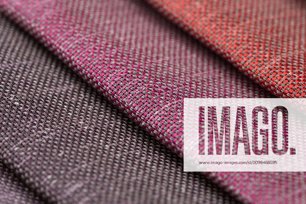 Fabric samples Closeup detail of multi color fabric samples texture background.