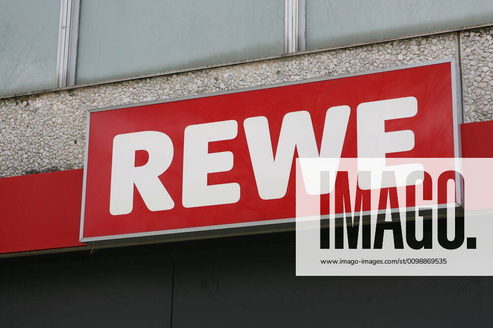 Logo of the supermarket chain Rewe at a branch 02 04 2020