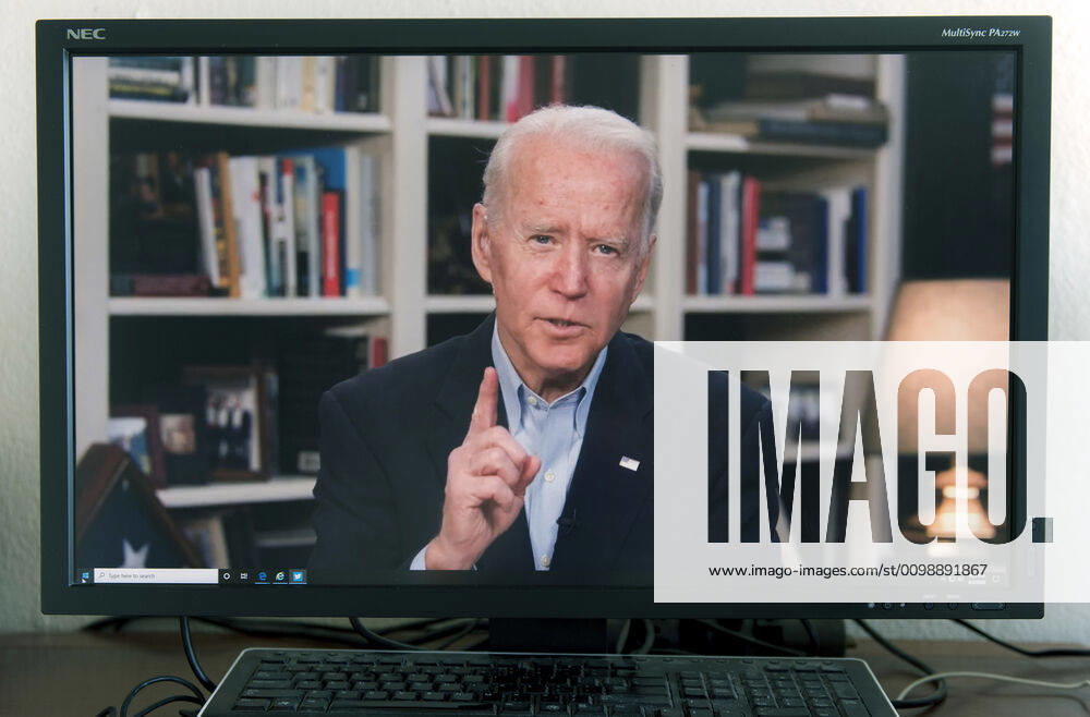 Wilmington, Delaware, U.S. - A screen grab of former Vice President and current Democratic presidential candidate JOE BIDEN speaking about the economy from his home in Delaware. Wilmington U.S. - ZUMAce6_ 20200402_zaf_ce6_001