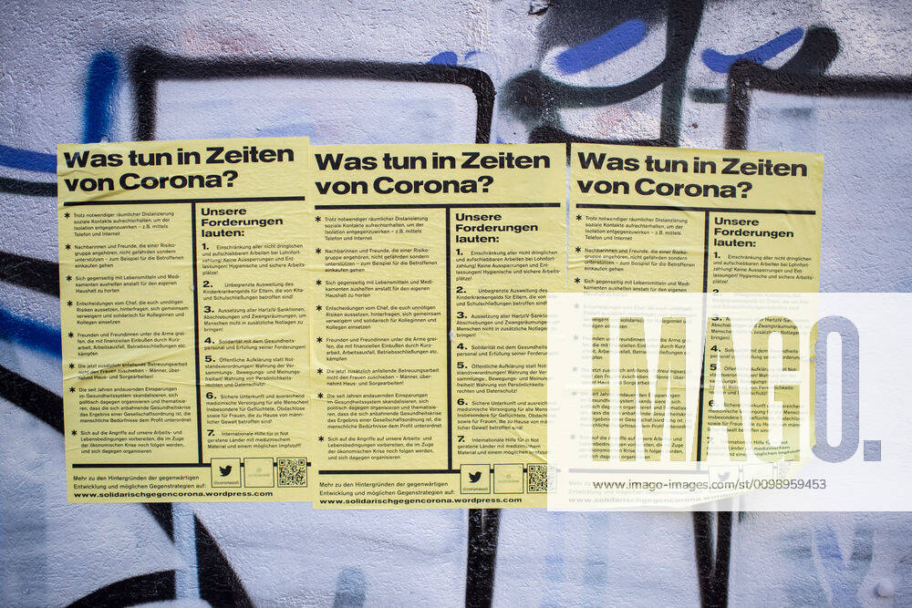 Health Corona Virus Impact Effects of the Corona Crisis In the picture Posters in Berlin Kreuzberg about solidarity 2 4 2020, Berlin