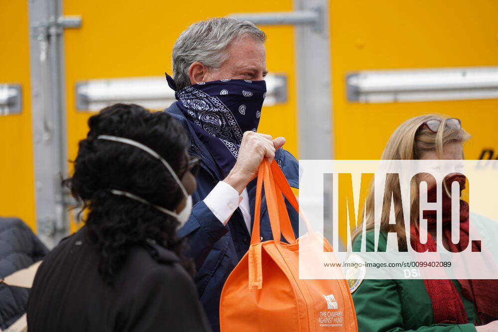 Mayor BILL DI BLASIO holds a press conference at The Campaign Against Hunger Food Pantry,.Brooklyn, NY.April 14, 2020.Photos by Sonia Moskowitz. New York USA - ZUMAm334 20200414_zep_m334_003