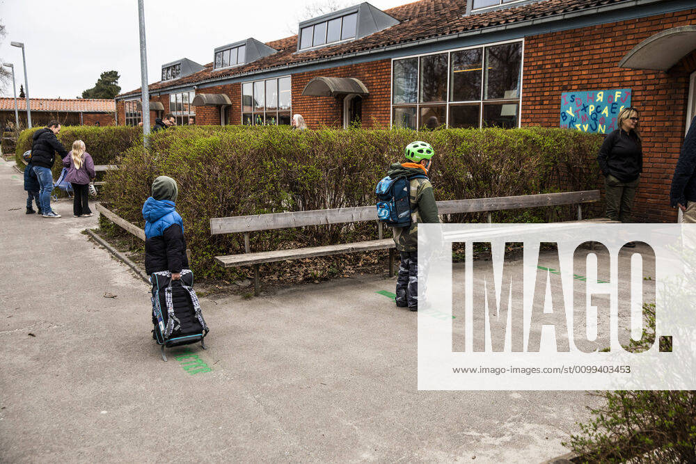 Stengaard School in Gladsaxe Municipality receives first pupils after reopening, Wednesday, April 15, 2020, Denmark,