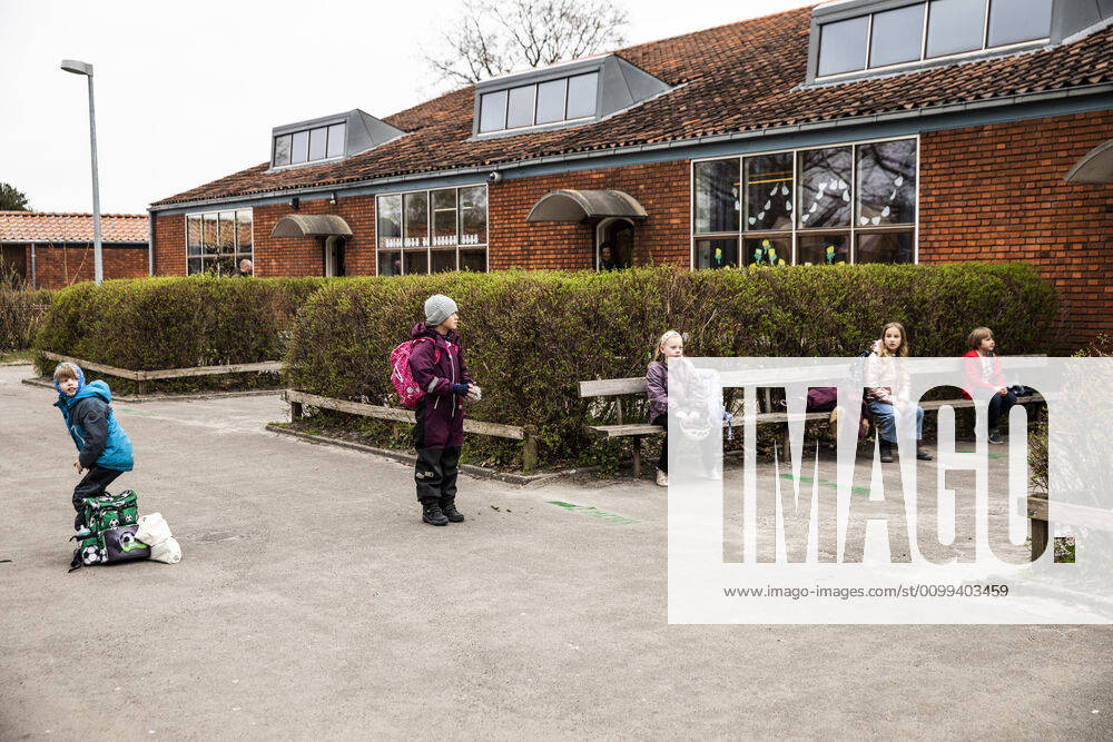 Stengaard School in Gladsaxe Municipality receives first pupils after reopening, Wednesday, April 15, 2020, Denmark,