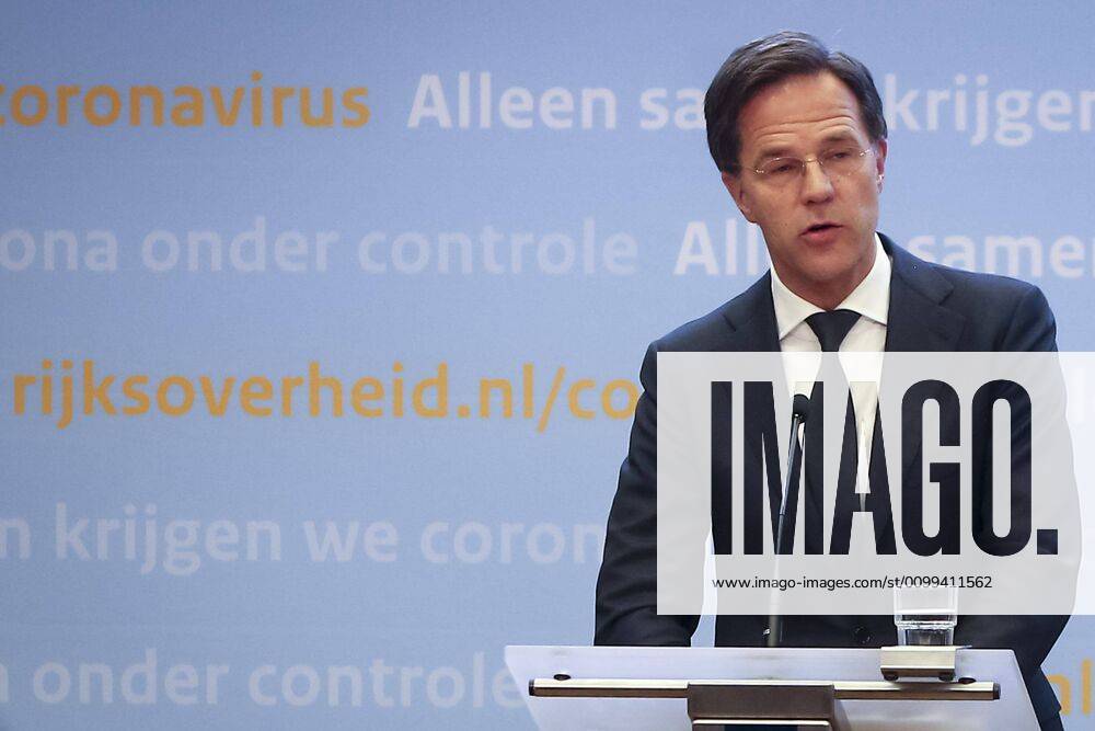 , Dutchnews,Press conference about the coronavirus in The Netherlands. Minister President minister Algemene Zaken Mark Rutte and Viceminister President en Minister van Volksgezondheid, Welzijn en Sport Hugo de Jonge. Translator Irma Sluis. Press conference about the coronavirus x7821497x
