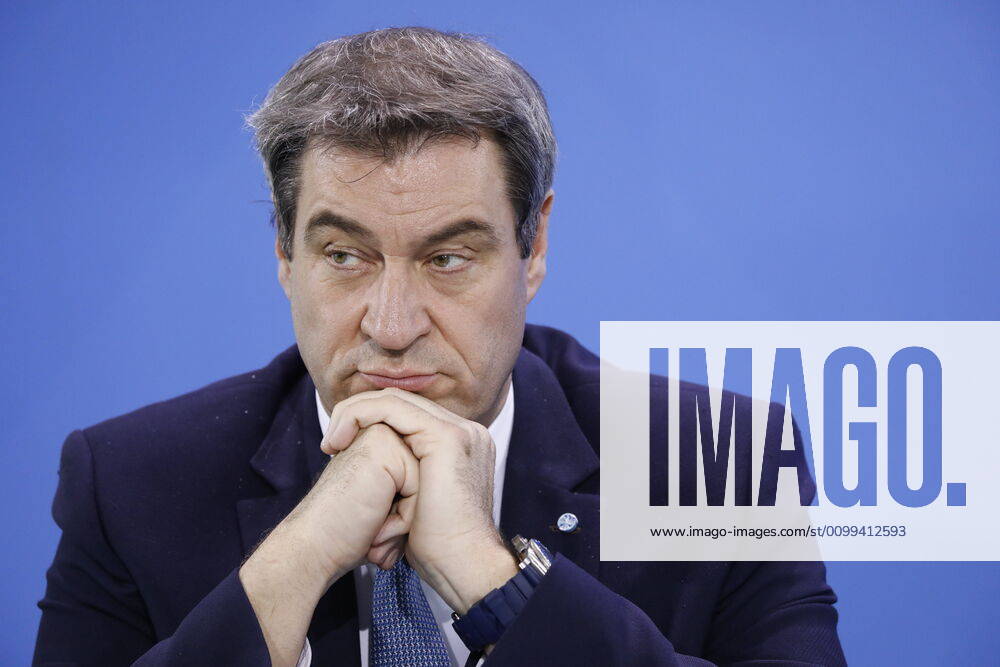 Markus Söder, Bavarian Prime Minister, Germany, Berlin, Federal Chancellery, press conference by Chancellor Merkel following the discussion with the heads of government of the Länder in connection with the corona virus