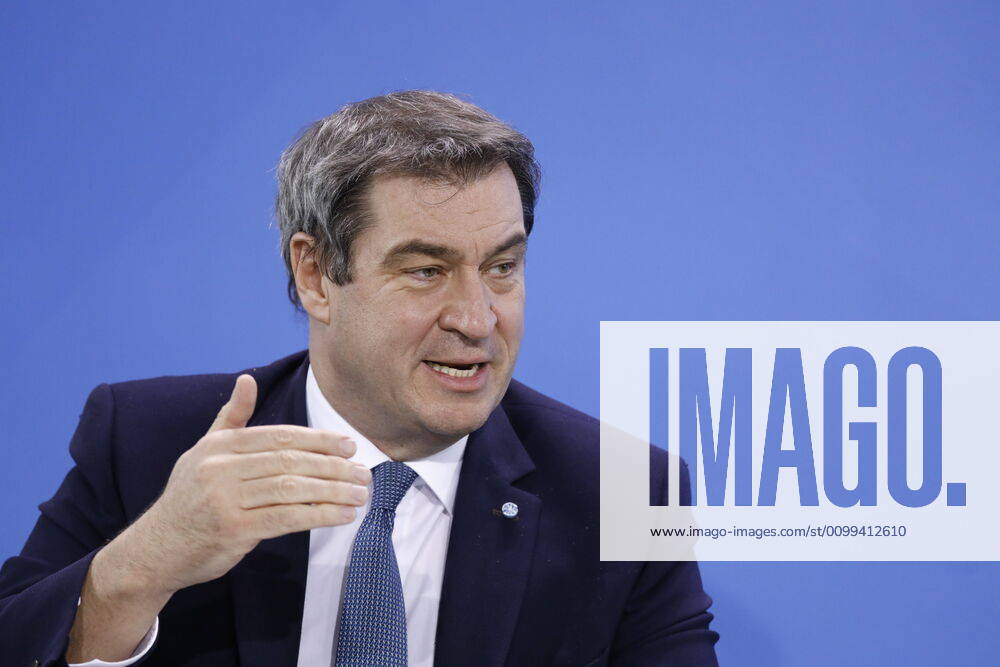Markus Söder, Bavarian Prime Minister, Germany, Berlin, Federal Chancellery, press conference by Chancellor Merkel following the discussion with the heads of government of the Länder in connection with the corona virus