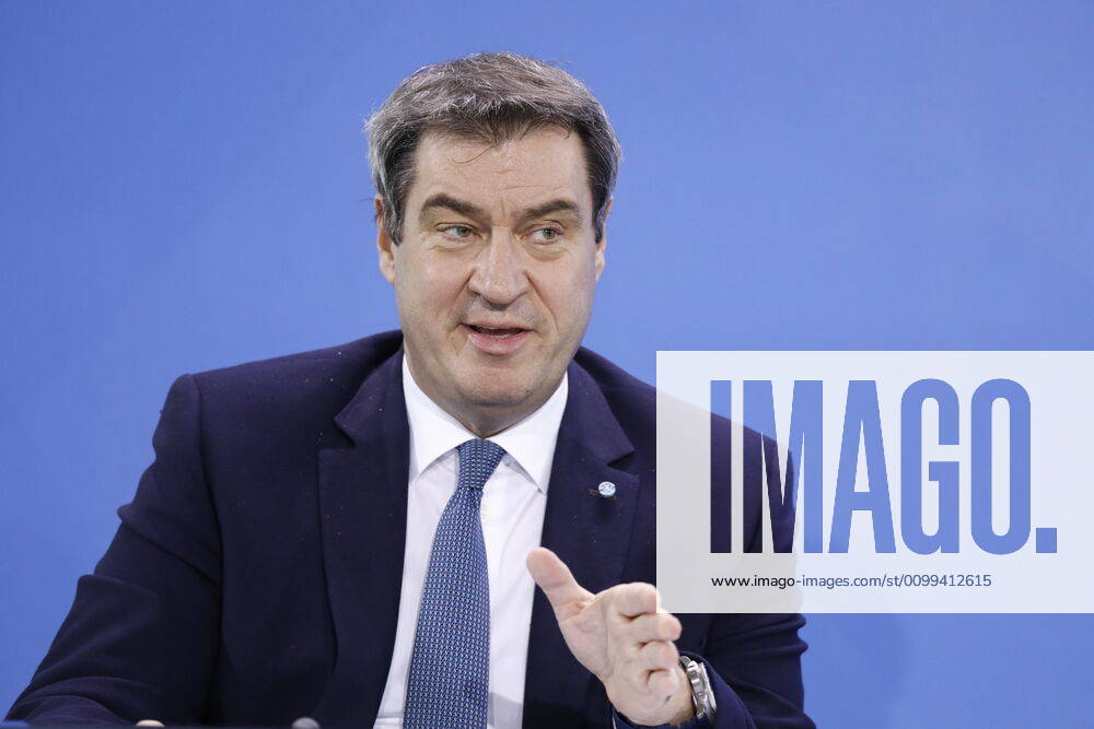 Markus Söder, Bavarian Prime Minister, Germany, Berlin, Federal Chancellery, press conference by Chancellor Merkel following the discussion with the heads of government of the Länder in connection with the corona virus