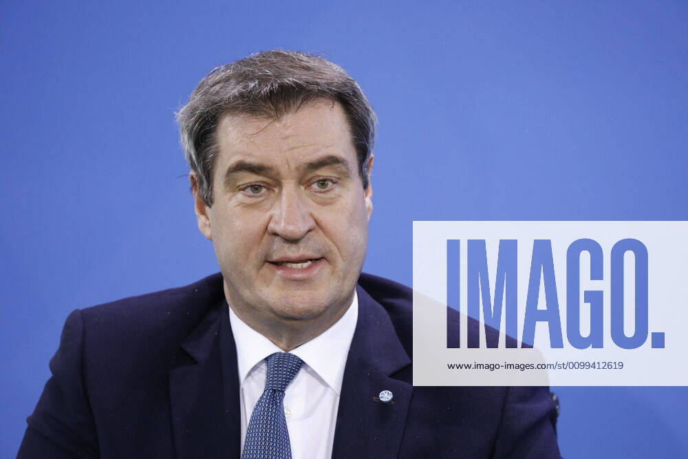 Markus Söder, Bavarian Prime Minister, Germany, Berlin, Federal Chancellery, press conference by Chancellor Merkel following the discussion with the heads of government of the Länder in connection with the corona virus