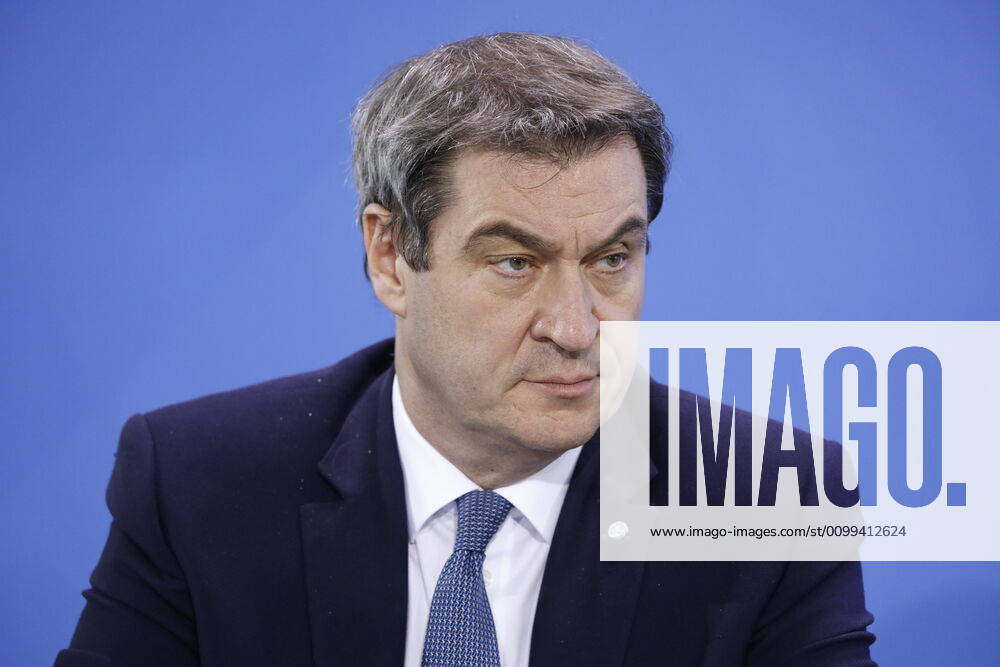 Markus Söder, Bavarian Prime Minister, Germany, Berlin, Federal Chancellery, press conference by Chancellor Merkel following the discussion with the heads of government of the Länder in connection with the corona virus