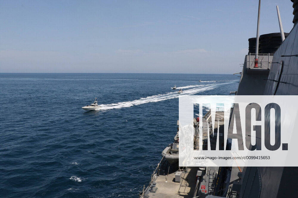 Iranian Islamic Revolutionary Guard Corps Navy (IRGCN) vessels conducted unsafe and unprofessional actions against U.S. Military ships by crossing the ships bows and sterns at close range while operating in international waters of the North Arabian Gulf on April 15, 2020. The guided-missile destroyer USS Paul Hamilton (DDG 60) is conducting joint interoperability operations in support of maritime security in the U.S. 5th Fleet area of operations. WAX2020041504 U.S.xNAVY