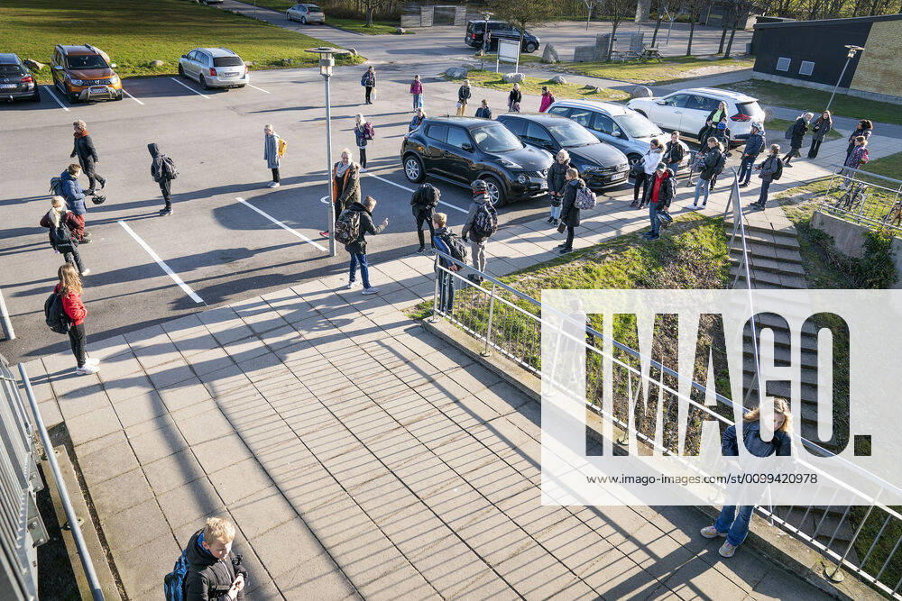 Students are admitted at one time Toelloese School in Holbaek Municipality welcomes first pupils after reopening, Thursday, April 16, 2020, Toelloese Denmark,