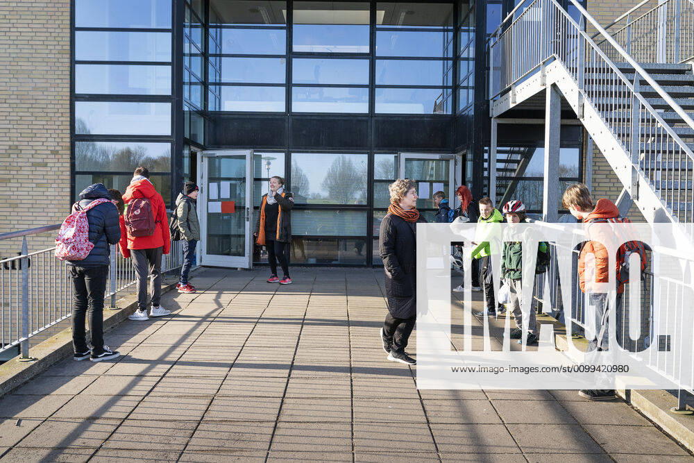 Students are locked in one at a time Toelloese School in Holbaek Municipality welcomes first pupils after reopening, Thursday, April 16, 2020 Toelloese School in Holbaek Municipality welcomes first pupils after reopening, Thursday, April 16, 2020, Toelloese Denmark,