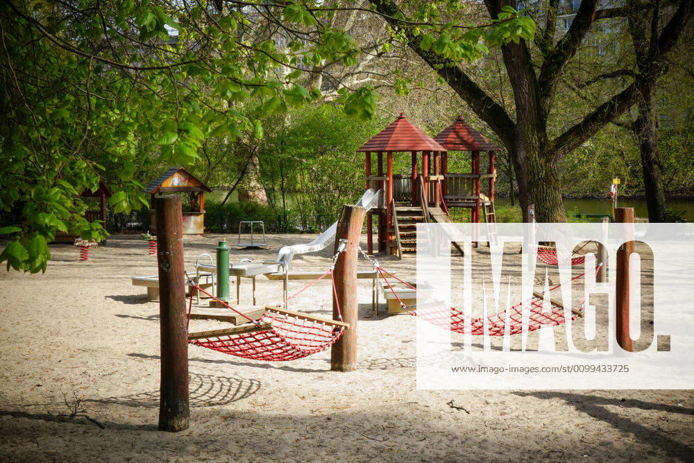 Berlin,Germany,GER,the city at the time of the Corona pandemic Large playground at Lietzensee All playgrounds in Berlin are currently closed due to the pandemic