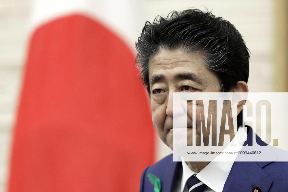 Shinzo Abe, Japan s prime minister, pauses during a news conference at the prime minister s official residence in Tokyo, Japan, on Friday, April 17, 2020. Tokyo Japan - ZUMAz114 20200417_zih_z114_003