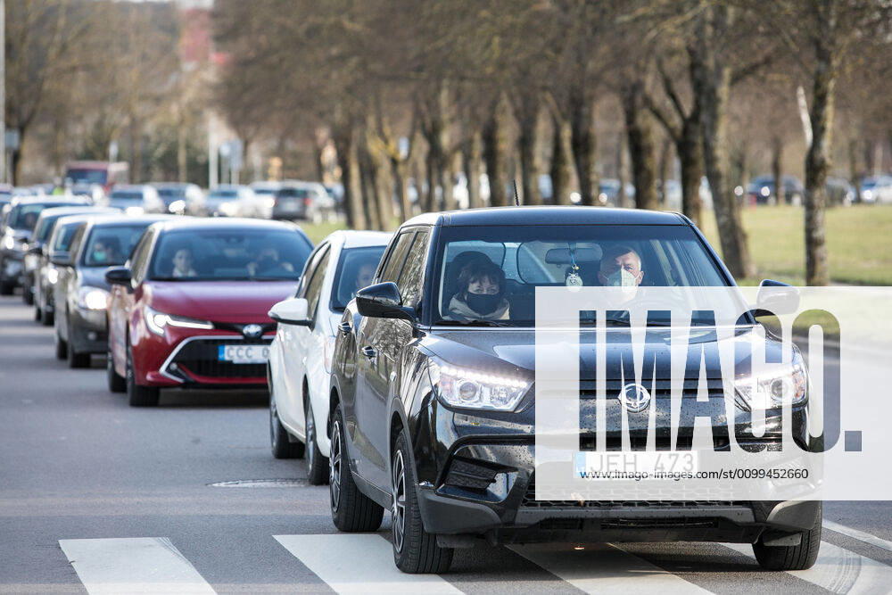 2020-04-17 Vilnius Lithuania. Drive-in cinema opens in Vilnius during quarantine. No more two people allowed in one car, it is forbidden to open car windows. Vilnius Lithuania